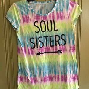 Justice Size 16 Tie Dye Green, Purple & Blue "Soul Sister" Design T-Shirt